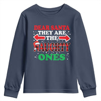 Dear Santa They Naughty Ones Youth Sweatshirt Christmas Red Plaid Pajamas PJ Xmas Gifts - Wonder Print Shop