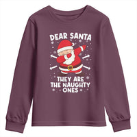 Dear Santa They Naughty Ones Youth Sweatshirt Dabbing Santa Christmas Pajamas PJ Xmas Gifts - Wonder Print Shop