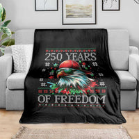 250 Years Of Freedom Christmas Throw Blanket 250th Anniversary USA Eagle Ugly Xmas - Wonder Print Shop