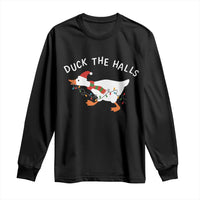 Funny Christmas Silly Goose Long Sleeve Shirt Funny Duck the Halls - Wonder Print Shop