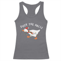 Funny Christmas Silly Goose Racerback Tank Top Funny Duck the Halls - Wonder Print Shop
