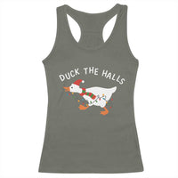 Funny Christmas Silly Goose Racerback Tank Top Funny Duck the Halls - Wonder Print Shop