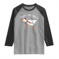 Funny Christmas Silly Goose Raglan Shirt Funny Duck the Halls - Wonder Print Shop