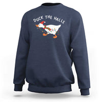 Funny Christmas Silly Goose Sweatshirt Funny Duck the Halls - Wonder Print Shop