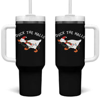 Funny Christmas Silly Goose Tumbler With Handle Funny Duck the Halls - Wonder Print Shop