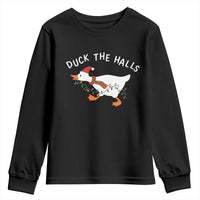 Funny Christmas Silly Goose Youth Sweatshirt Funny Duck the Halls - Wonder Print Shop