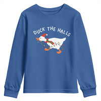 Funny Christmas Silly Goose Youth Sweatshirt Funny Duck the Halls - Wonder Print Shop