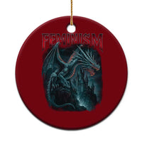 Feminism Dragon Ceramic Ornament Retro Vintage Gothic Fantasy Castle Feminist Empowerment - Wonder Print Shop