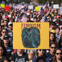 Feminism Dragon Protest Sign Retro Vintage Gothic Fantasy Castle Feminist Empowerment - Wonder Print Shop