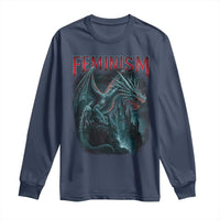 Feminism Dragon Long Sleeve Shirt Retro Vintage Gothic Fantasy Castle Feminist Empowerment - Wonder Print Shop