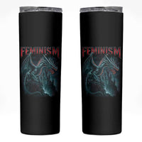 Feminism Dragon Skinny Tumbler Retro Vintage Gothic Fantasy Castle Feminist Empowerment - Wonder Print Shop