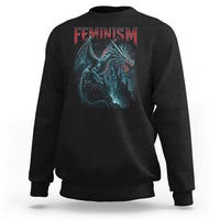 Feminism Dragon Sweatshirt Retro Vintage Gothic Fantasy Castle Feminist Empowerment - Wonder Print Shop