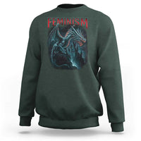 Feminism Dragon Sweatshirt Retro Vintage Gothic Fantasy Castle Feminist Empowerment - Wonder Print Shop