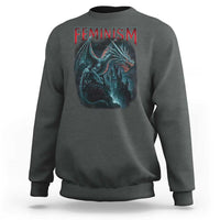 Feminism Dragon Sweatshirt Retro Vintage Gothic Fantasy Castle Feminist Empowerment - Wonder Print Shop