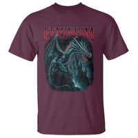 Feminism Dragon T Shirt Retro Vintage Gothic Fantasy Castle Feminist Empowerment - Wonder Print Shop