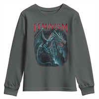 Feminism Dragon Youth Sweatshirt Retro Vintage Gothic Fantasy Castle Feminist Empowerment - Wonder Print Shop