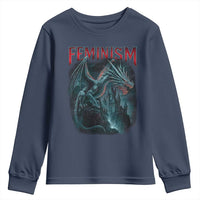 Feminism Dragon Youth Sweatshirt Retro Vintage Gothic Fantasy Castle Feminist Empowerment - Wonder Print Shop
