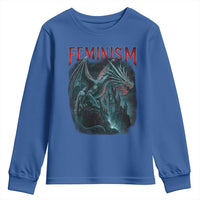Feminism Dragon Youth Sweatshirt Retro Vintage Gothic Fantasy Castle Feminist Empowerment - Wonder Print Shop