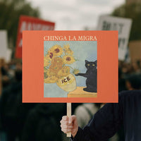 Chinga la Migra Protest Sign Subtle FDT Black Cat Meme Van Gogh Art - Wonder Print Shop