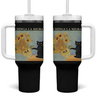 Chinga la Migra Tumbler With Handle Subtle FDT Black Cat Meme Van Gogh Art - Wonder Print Shop