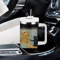 Chinga la Migra Tumbler With Handle Subtle FDT Black Cat Meme Van Gogh Art - Wonder Print Shop