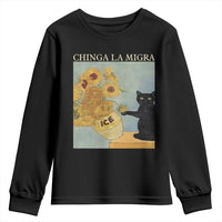Chinga la Migra Youth Sweatshirt Subtle FDT Black Cat Meme Van Gogh Art - Wonder Print Shop