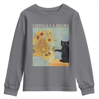 Chinga la Migra Youth Sweatshirt Subtle FDT Black Cat Meme Van Gogh Art - Wonder Print Shop