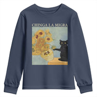 Chinga la Migra Youth Sweatshirt Subtle FDT Black Cat Meme Van Gogh Art - Wonder Print Shop