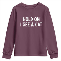 Hold On I See A Cat Youth Sweatshirt Funny Pet Parent Humor Cat Person - Wonder Print Shop