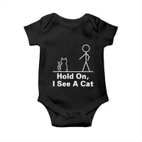 Hold On I See A Cat Baby Onesie Funny Cat Person Stick Figure Graphic - Wonder Print Shop