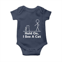 Hold On I See A Cat Baby Onesie Funny Cat Person Stick Figure Graphic - Wonder Print Shop