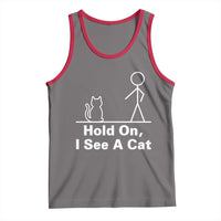 Hold On I See A Cat Tank Top Funny Cat Person Stick Figure Graphic - Wonder Print Shop