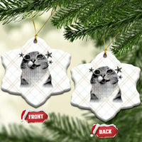 Funny Y2k Cat Meme Ceramic Ornament Vintage Retro Silly Cats Cats lover Gift - Wonder Print Shop