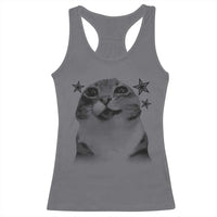 Funny Y2k Cat Meme Racerback Tank Top Vintage Retro Silly Cats Cats lover Gift - Wonder Print Shop