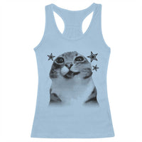 Funny Y2k Cat Meme Racerback Tank Top Vintage Retro Silly Cats Cats lover Gift - Wonder Print Shop