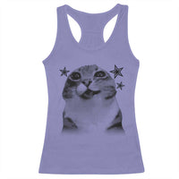 Funny Y2k Cat Meme Racerback Tank Top Vintage Retro Silly Cats Cats lover Gift - Wonder Print Shop