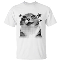 Funny Y2k Cat Meme T Shirt Vintage Retro Silly Cats Cats lover Gift - Wonder Print Shop