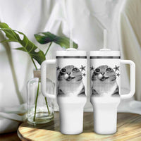 Funny Y2k Cat Meme Tumbler With Handle Vintage Retro Silly Cats Cats lover Gift - Wonder Print Shop