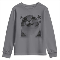 Funny Y2k Cat Meme Youth Sweatshirt Vintage Retro Silly Cats Cats lover Gift - Wonder Print Shop
