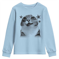 Funny Y2k Cat Meme Youth Sweatshirt Vintage Retro Silly Cats Cats lover Gift - Wonder Print Shop
