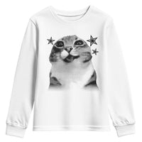 Funny Y2k Cat Meme Youth Sweatshirt Vintage Retro Silly Cats Cats lover Gift - Wonder Print Shop