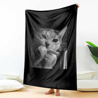 Smoking Cat Y2K Throw Blanket Vintage Grunge Cat Edgy Retro 90s Streetwear - Wonder Print Shop
