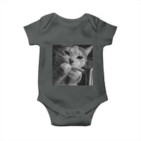 Smoking Cat Y2K Baby Onesie Vintage Grunge Cat Edgy Retro 90s Streetwear - Wonder Print Shop
