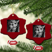 Smoking Cat Y2K Ceramic Ornament Vintage Grunge Cat Edgy Retro 90s Streetwear - Wonder Print Shop