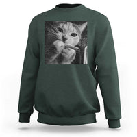 Smoking Cat Y2K Sweatshirt Vintage Grunge Cat Edgy Retro 90s Streetwear - Wonder Print Shop