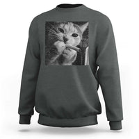 Smoking Cat Y2K Sweatshirt Vintage Grunge Cat Edgy Retro 90s Streetwear - Wonder Print Shop