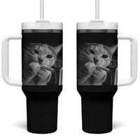 Smoking Cat Y2K Tumbler With Handle Vintage Grunge Cat Edgy Retro 90s Streetwear - Wonder Print Shop