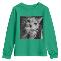 Smoking Cat Y2K Youth Sweatshirt Vintage Grunge Cat Edgy Retro 90s Streetwear - Wonder Print Shop