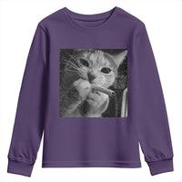 Smoking Cat Y2K Youth Sweatshirt Vintage Grunge Cat Edgy Retro 90s Streetwear - Wonder Print Shop