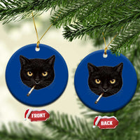 Smoking Cat Y2K Ceramic Ornament Vintage Black Cat Edgy Retro 90s Grunge - Wonder Print Shop